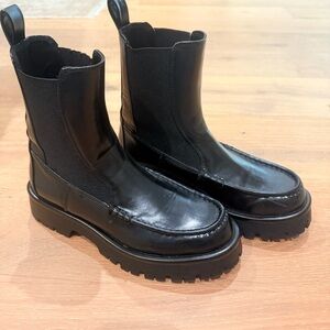 Zara lug sole ruched ankle boots